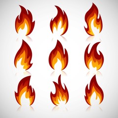 Variety of fire flames