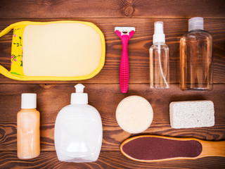 Cosmetic SPA mock up template for branding identity design. View from above