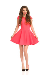 Woman In Pink Mini Front View