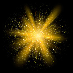 Gold glitter particles background effect.