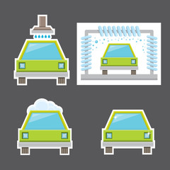 orange vector Car wash icons set .