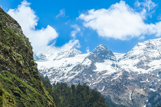 A vista of the Yamunotri Valley in the Himalayas