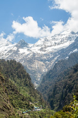 A vista of the Yamunotri Valley in the Himalayas