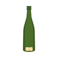 Empty bottle of champagne icon in flat style isolated on white background. Drink symbol