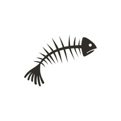Fish bones icon in flat style isolated on white background. Seafood symbol