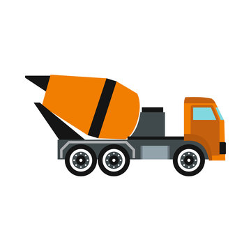 Truck mixer icon in flat style isolated on white background. Transportation symbol