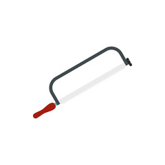 Hacksaw for metal icon in flat style isolated on white background. Tool symbol