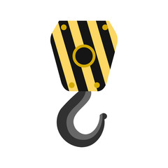 Lifting hook icon in flat style isolated on white background. Hoist symbol