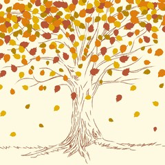hand drawn autumn tree background