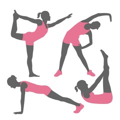 Fitness poses silhouettes