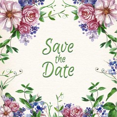 Hand painted flower wedding invitation
