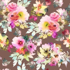 Behang Seamless pattern with flowers watercolor © Karma