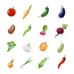 Vegetables vector cartoon icons
