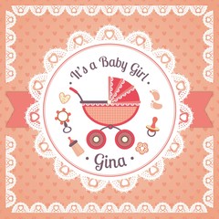 Baby girl card in doily style