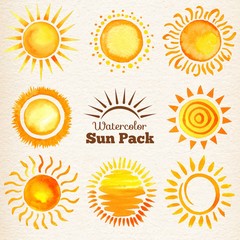 Watercolor suns pack