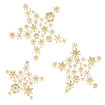 shiny gold color stars from little snowflakes winter or christmas theme decoration eps10