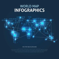Illuminated world map infographic