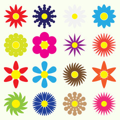 Fototapeta na wymiar colorful simple retro small flowers set of symbol eps10