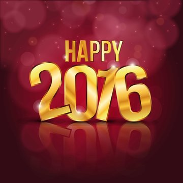 Happy 2016 background with golden letters