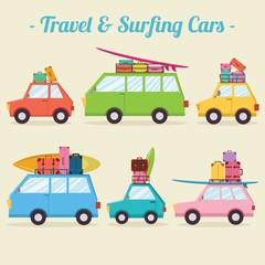 Fototapeta premium Travel and Surfing Cars Collection