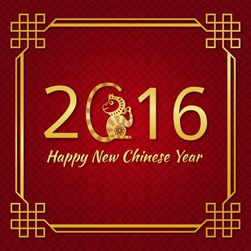 Red new chinese year background with golden decoration