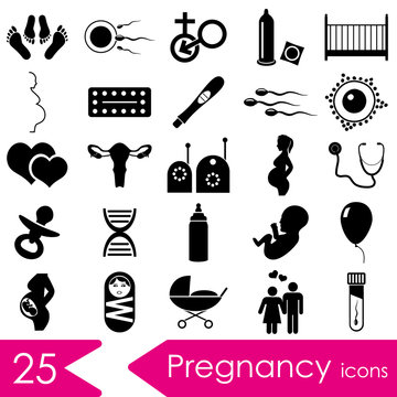 pregnancy and having baby big set of icons eps10