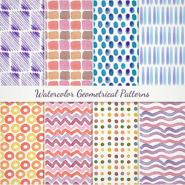 Watercolor geometrical patterns pack