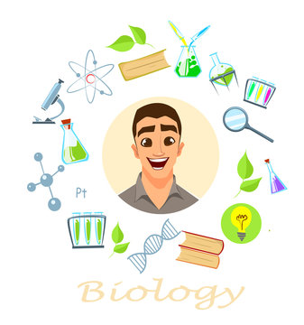 Biology teacher. Infographic, Lesson