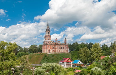 Fototapeta na wymiar Nicholas church in the Gothic style on a hill in the city Mozhaisk