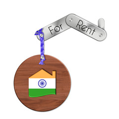 Portachiavi acciaio e legno con nazione e simbolo casa for rent India