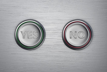 Yes and No buttons on a metal background