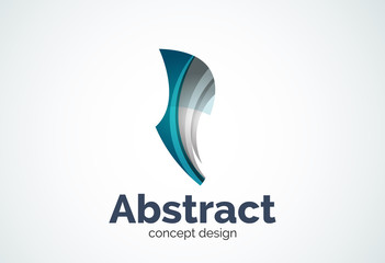 Abstract wave logo template, smooth motion concept