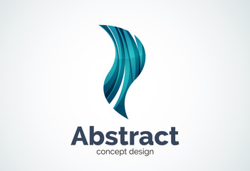 Abstract wave logo template, smooth motion concept