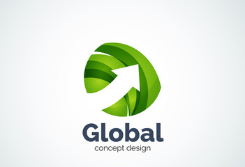 Globe with arrow logo template