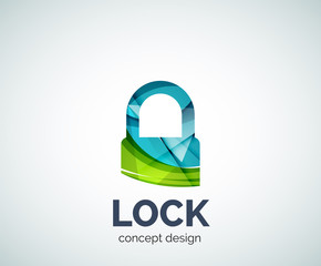 Lock logo business branding icon, created with color overlapping elements