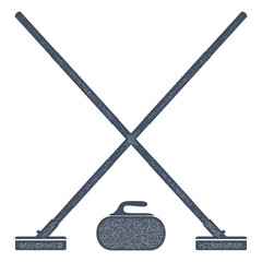 Vintage curling icon on a white background. Curling Items with g