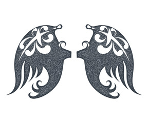 Wings black on a white background. Tattoo grunge isolated. Stock