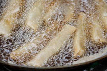 Desserts, fried spring rolls