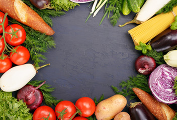 Frame of different food