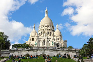 A closup of Basilica Sacre Coeur in Montmartre in Paris, France
