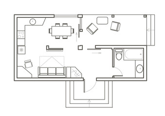 linear architectural sketch plan studio house