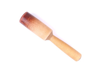 vintage wooden potato masher isolated over white background