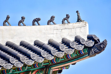 Traditional Stone Carvings on Roof Eaves at Changdeokgung Palace