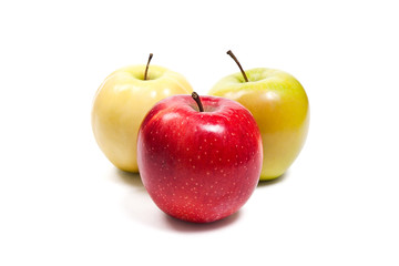 Group of ripe apples on a white background. With clipping path.