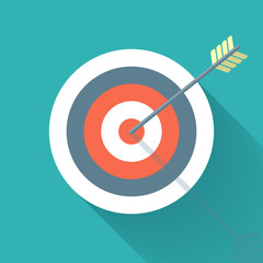 Aiming concept, the arrow in bulls eye