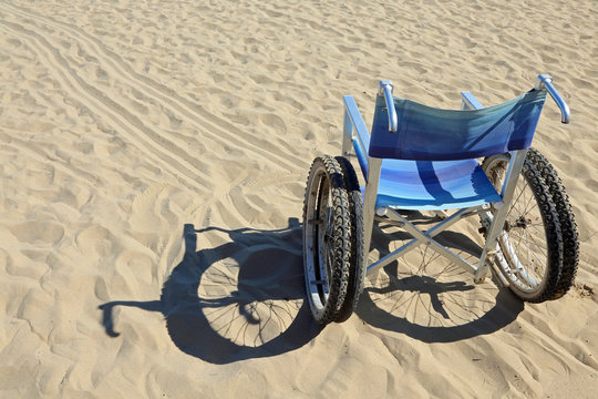 wheelchair on the sand