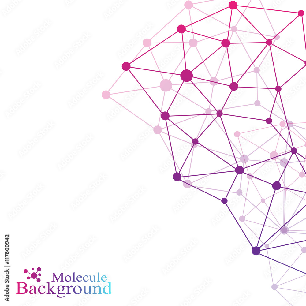 Poster graphic background communication. structure molecule dna, neurons, atom. social network information.