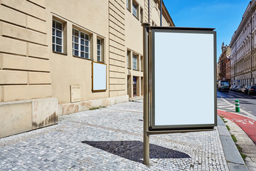 Empty street with blank billboard and another small place for advertising, Space for promotion.