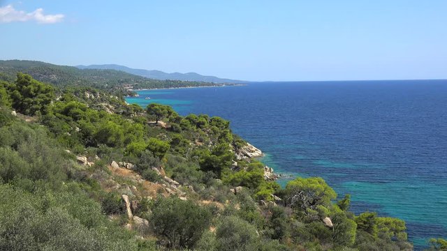 Views to Toroneos Bay with the Sithonia peninsula from the Observation deck. Chalcidice, Greece