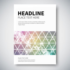 Cover design with abstract colorful triangulated lined geometry